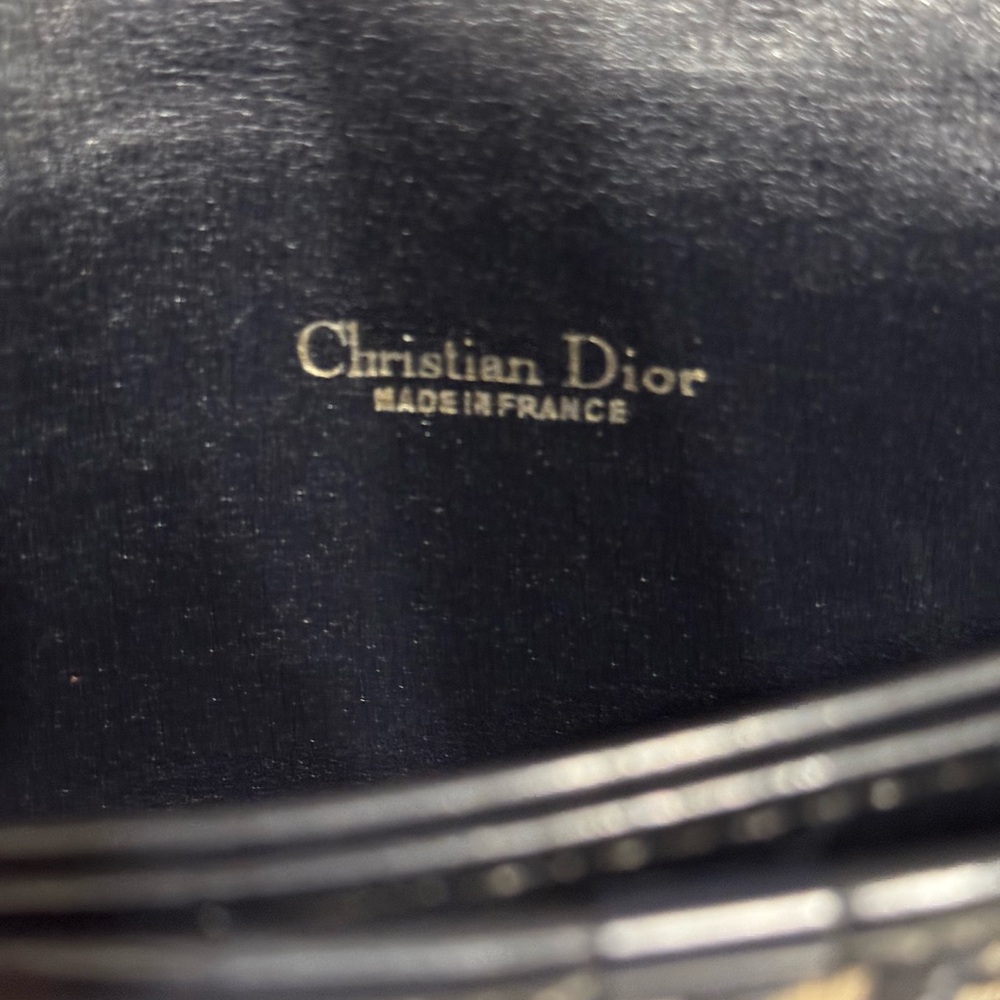 Christian Dior Trotter Chain Shoulder Bag CD Logo Navy Canvas Vintage Authentic - Picture 7 of 8
